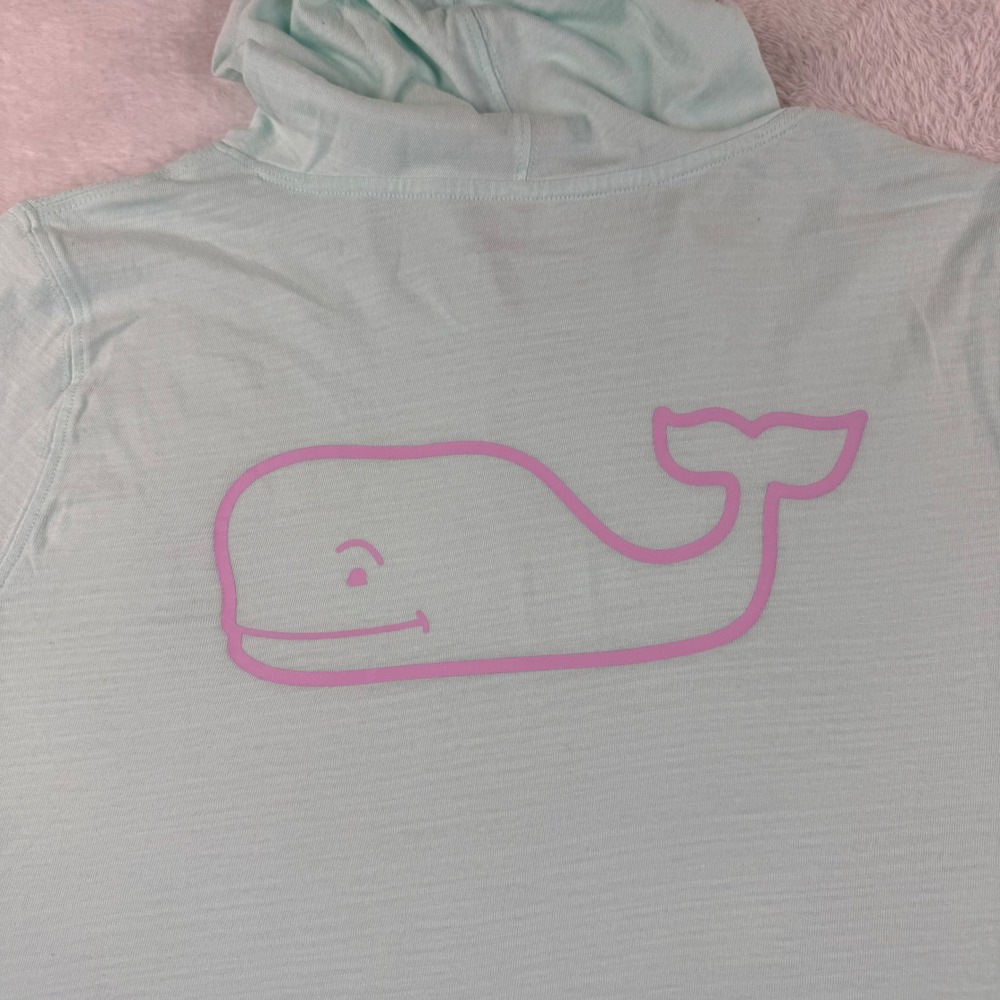 Vineyard Vines Hoodie Womens Large Mint Green Long Sleeve Slub Cotton Whale Logo - Picture 11 of 12